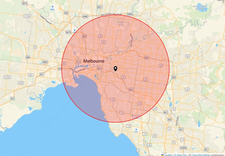 15km radius map of Hawthorn, VIC 3122